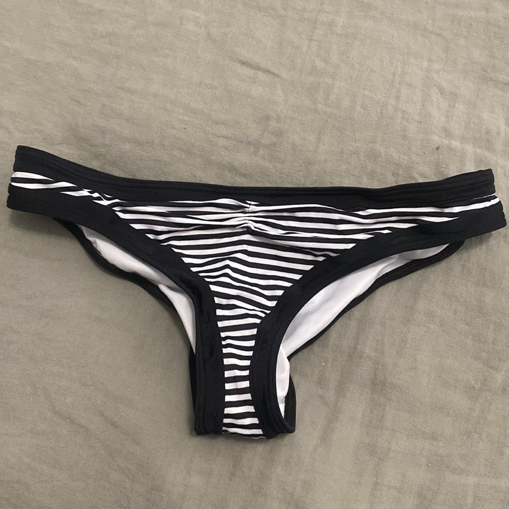 PINK Black and White Stripped Bathing suit bottom
